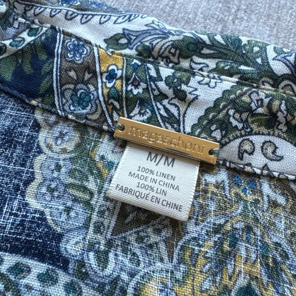 Magaschoni Linen Top 
Paisley Print and knot detail 
Size: M
NWOT - Picture 4 of 6